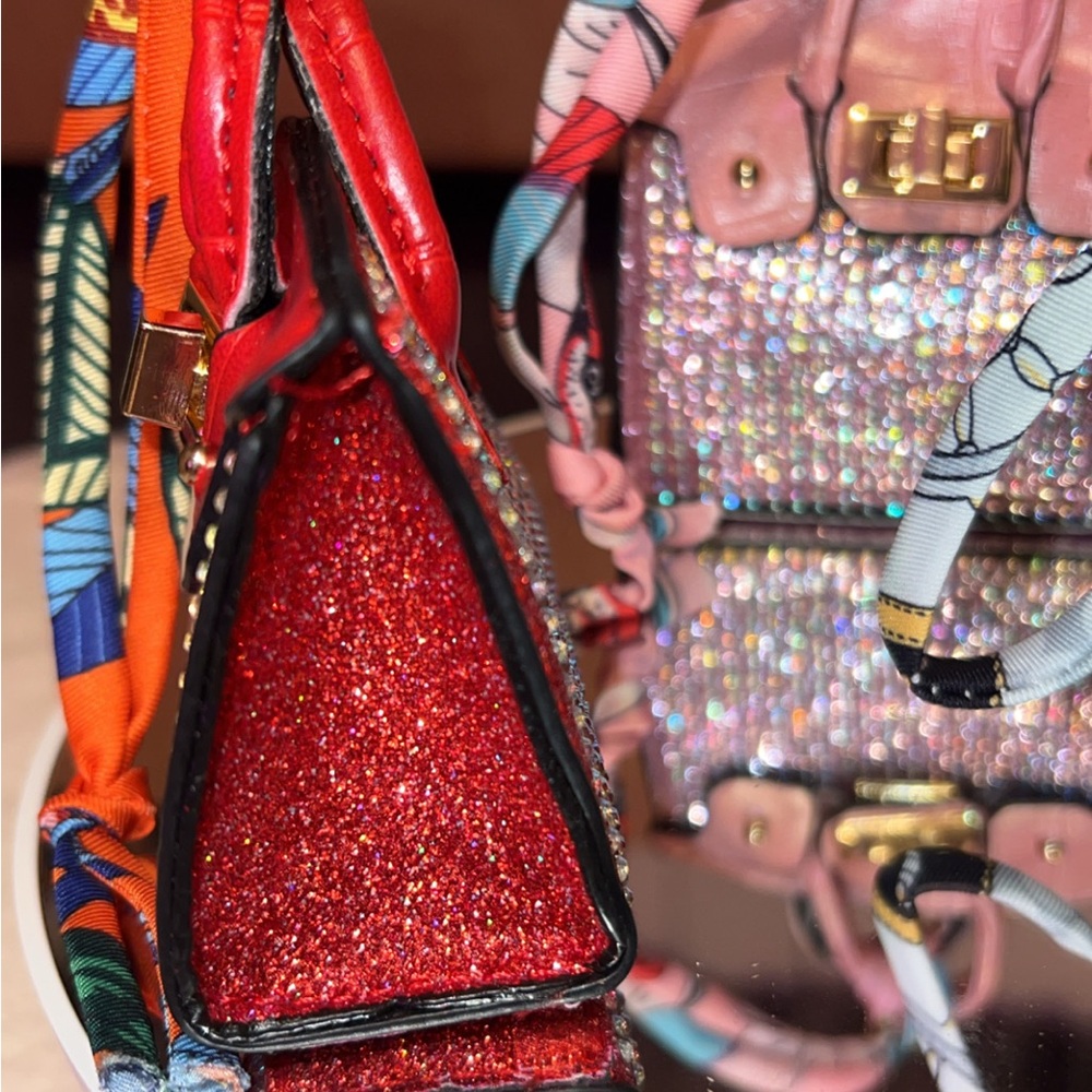 Glamorous Rhinestone Mini Handbag Bag Charms- Red, Pink, Black ❤️🩷🖤 - Picture 9 of 16